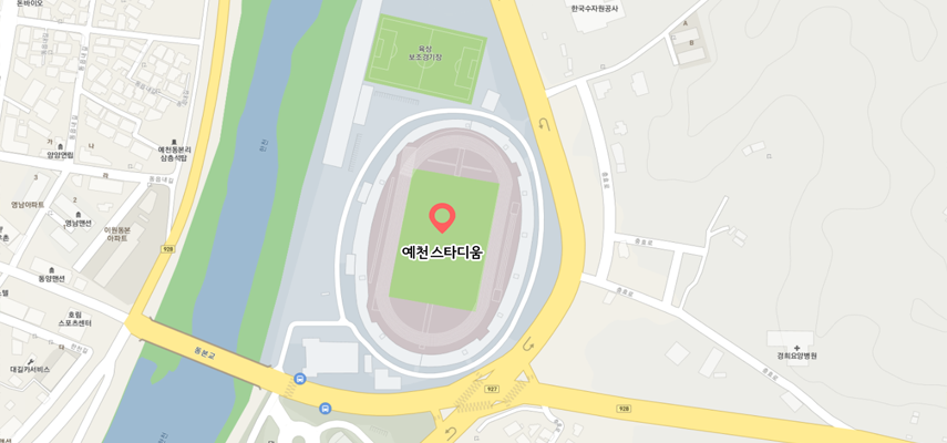 공설운동장 경북 예천군 예천읍 충효로 395 위치
