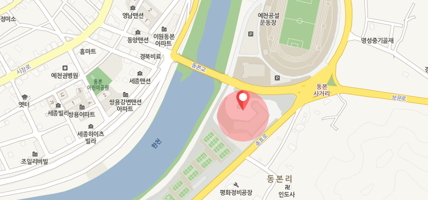 경북 예천군 예천읍 충효로 393의 위치를 표시