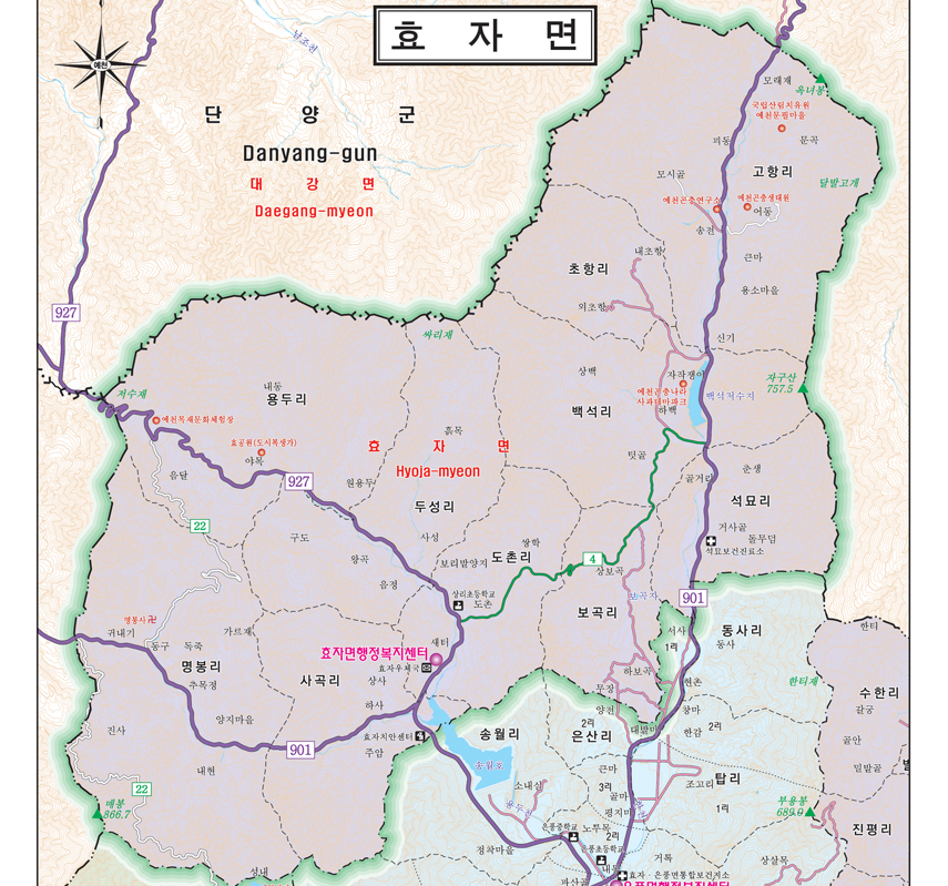 효자면 지도