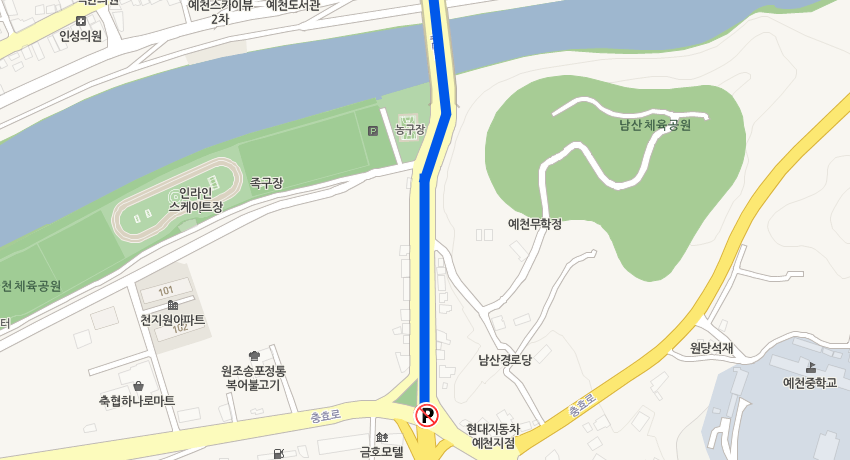 불법주정차 단속구간 위치도(남본교차로) 지도
