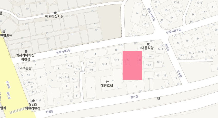 상설시장, 공영주차장 동본리 559-3 지도