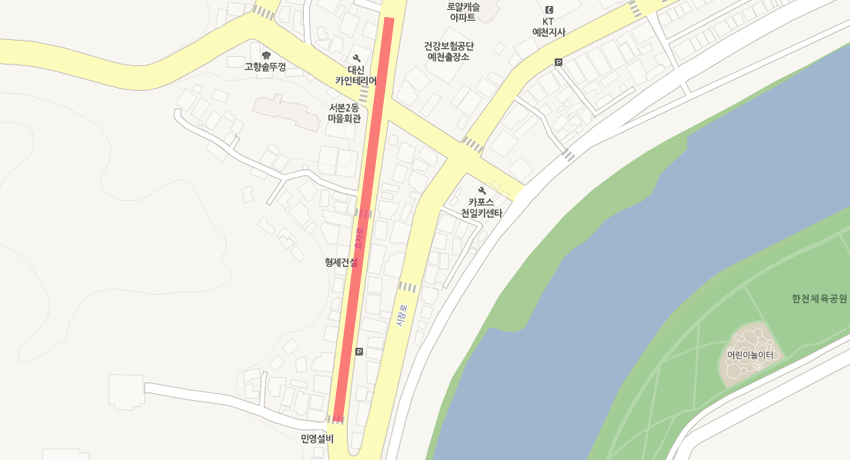 효자로 서본리(건강보험공단)지도