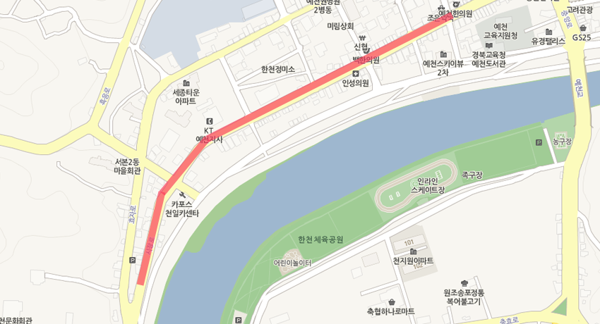 시장로 백한의원~굴머리 지도