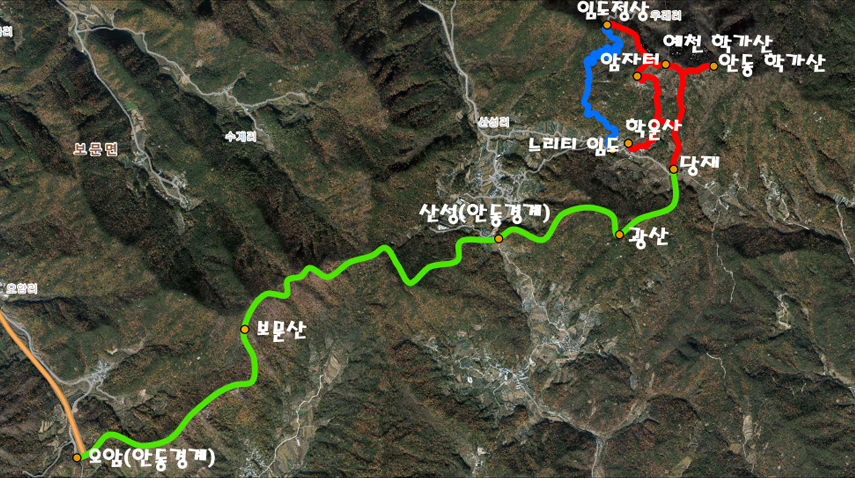 학가산 등산로 지도