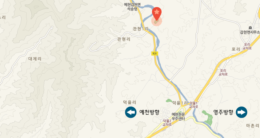예천온천 오시는길 왼쪽 예천방향 오른쪽 영주방향 주소 예천군 감천면 온천길 27