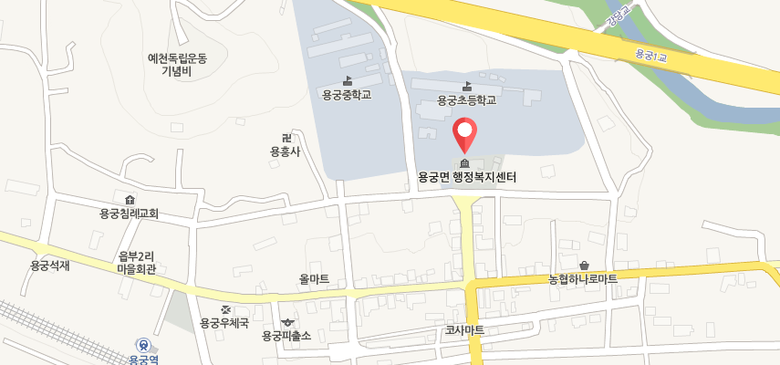 36858 경북 예천군 용궁면 읍부1길 45(읍부리 278)를 표시한 지도
