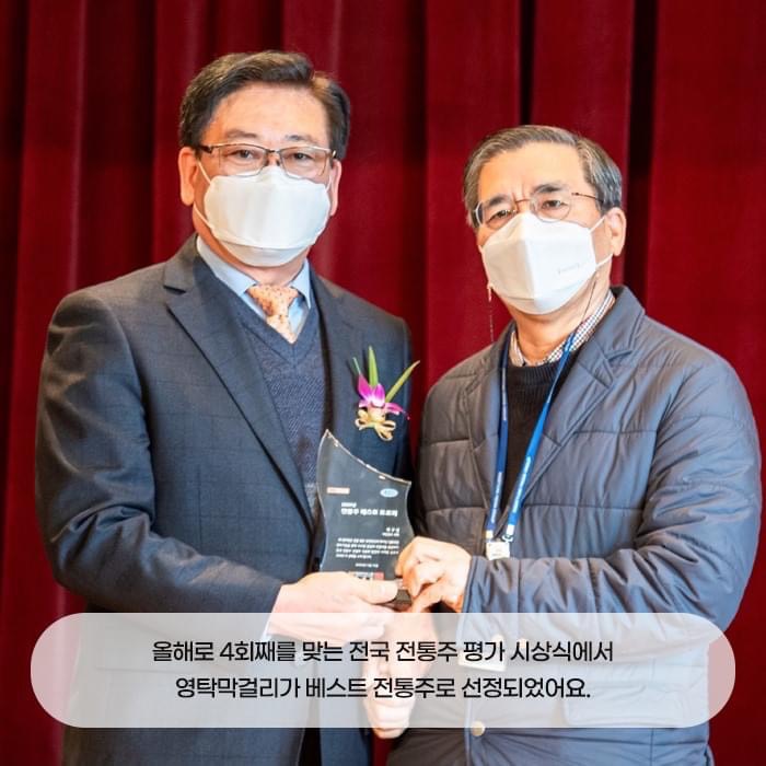 2.영탁막걸리 막걸리 부문 베스트 전통주 수상