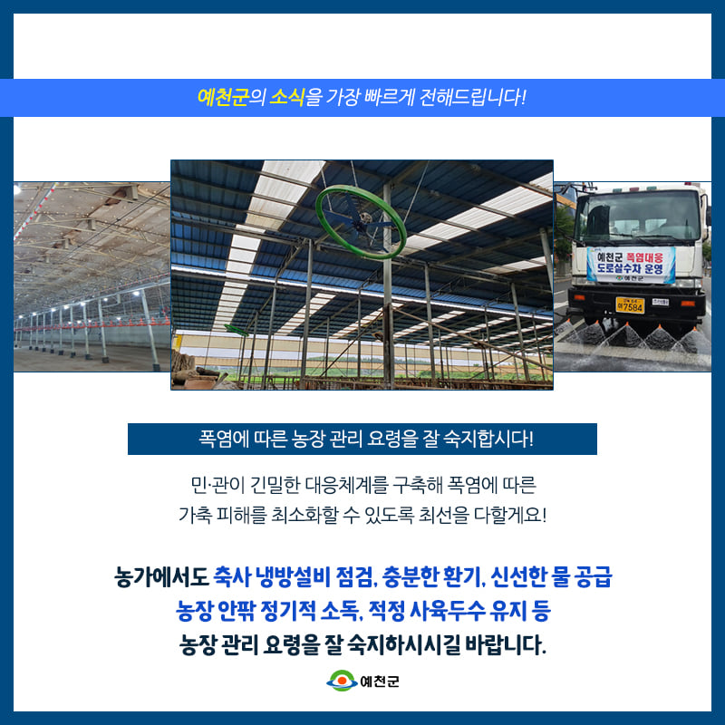3.여름철 폭염을 대비하기 위해 가축 관리대책을 수립하고 피해를 최소화하기 위해 최선을 다할게요!